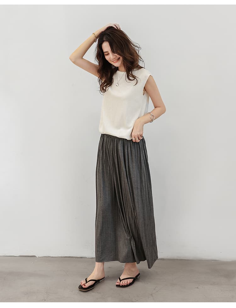 イエベ春/イエベ秋服　優雅な揺れ感 ロングプリーツスカート