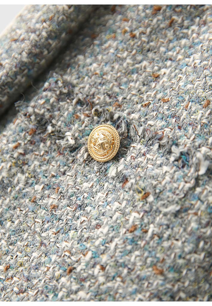 上品ツイード調ノーカラージャケット