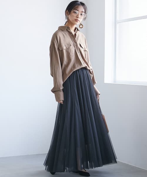 イエベ秋服　チュールレイヤードスカート