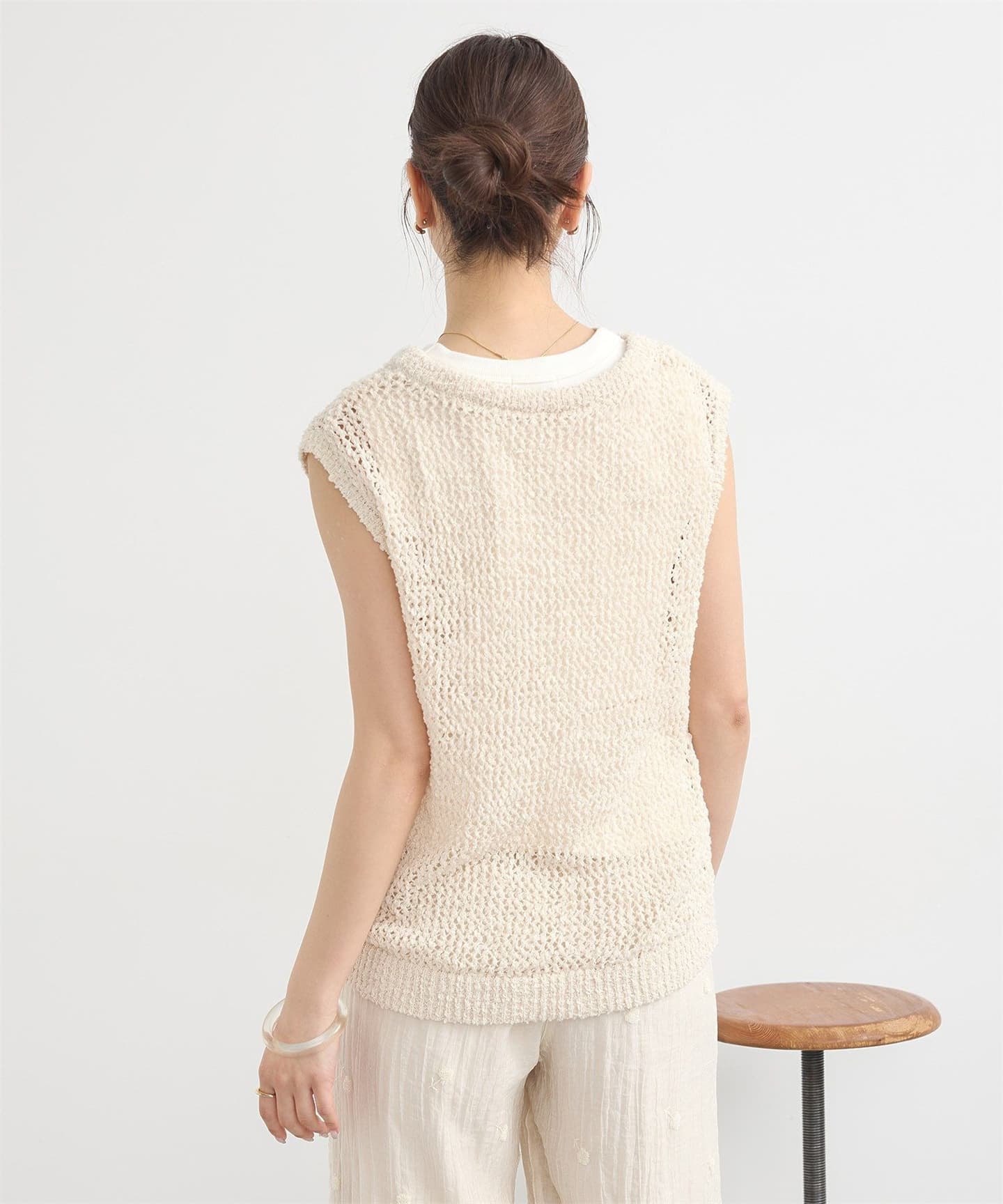 イエベ春/イエベ秋服　透かし編みニットベスト