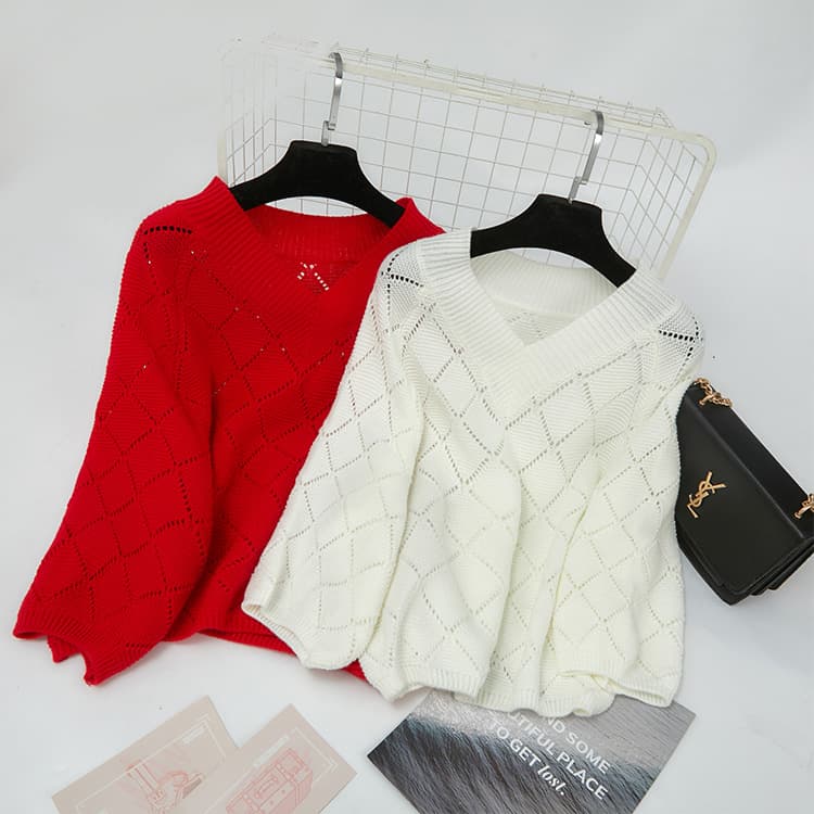 イエベ春/イエベ秋服　編み デザインニットプルオーバー