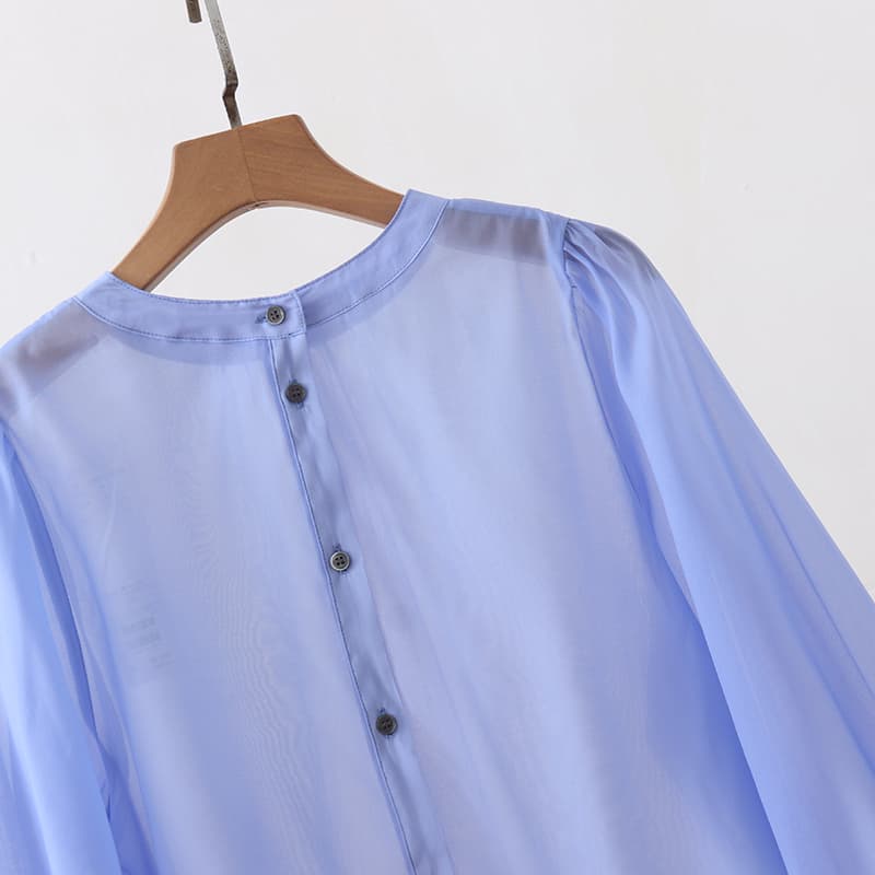 イエベ春/イエベ秋服　ギャザー袖シアーブラウス