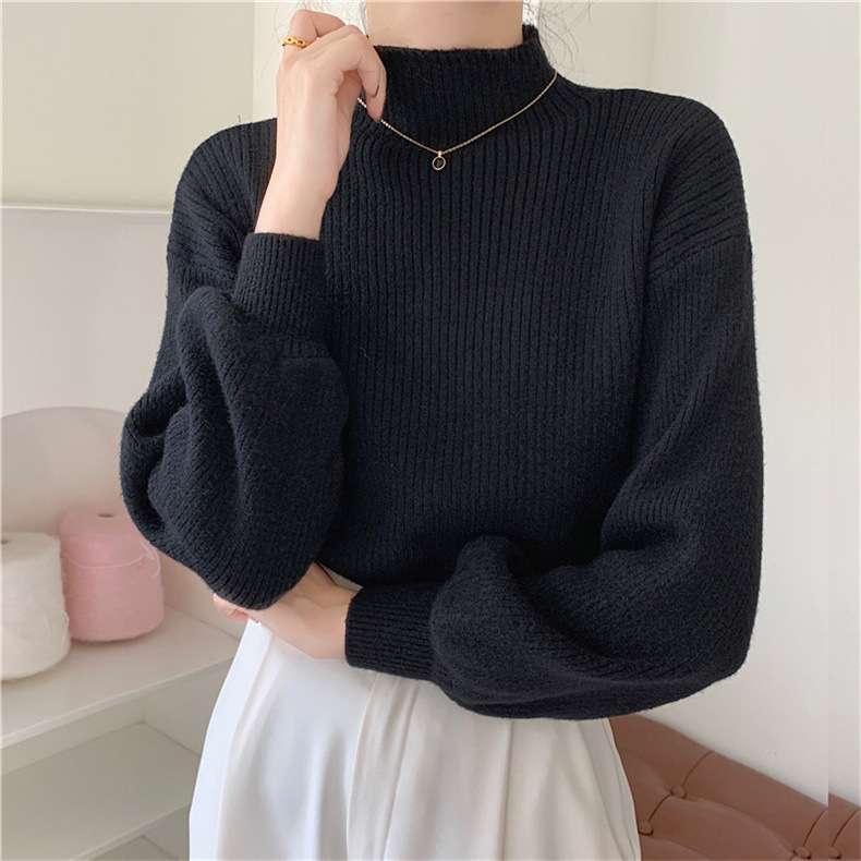 イエベ春/イエベ秋服　リブ編みタートルネックセーター