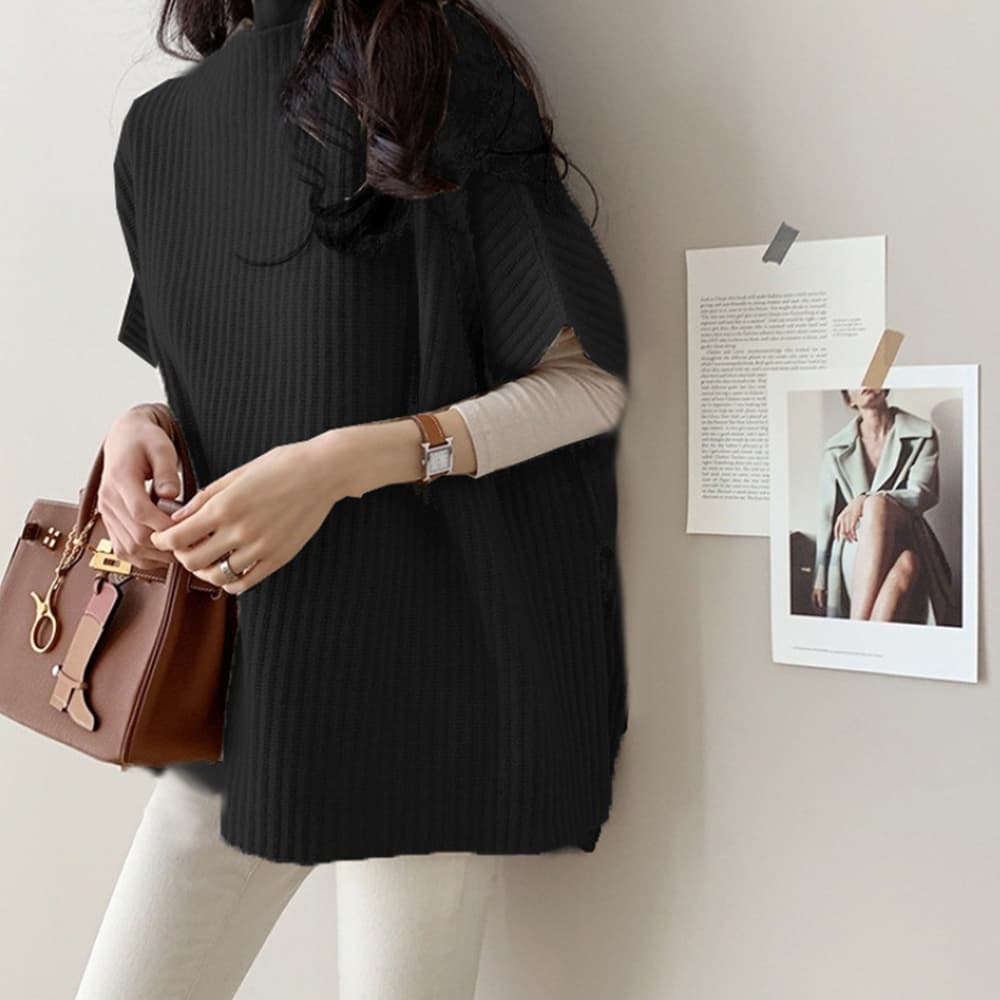 イエベ春/イエベ秋服　リブ編みニットベスト レディース 重ね着ニット