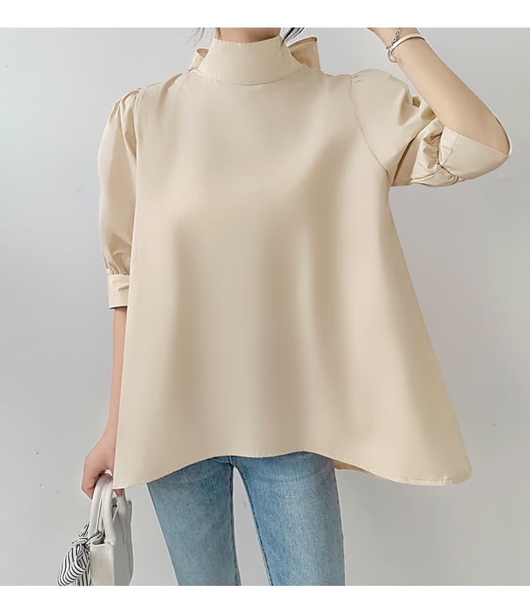 イエベ春/イエベ秋服　優美リボン ハイネックブラウス