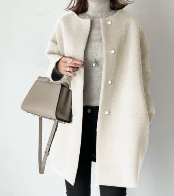 イエベ春/イエベ秋服　ノーカラーオーバーサイズウールコート