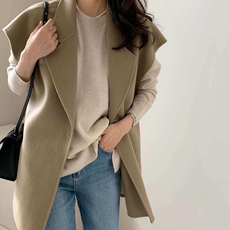 イエベ春/イエベ秋服　ベルト付きベストジャケット