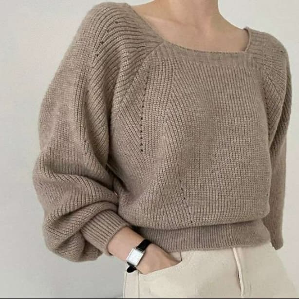 イエベ春/イエベ秋服　ゆったりボートネックニット