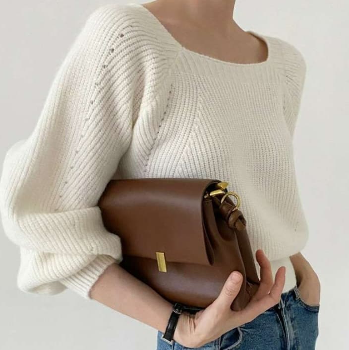 イエベ春/イエベ秋服　ゆったりボートネックニット