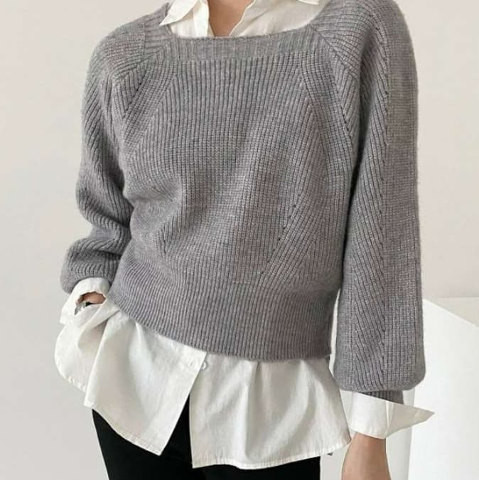 イエベ春/イエベ秋服　ゆったりボートネックニット