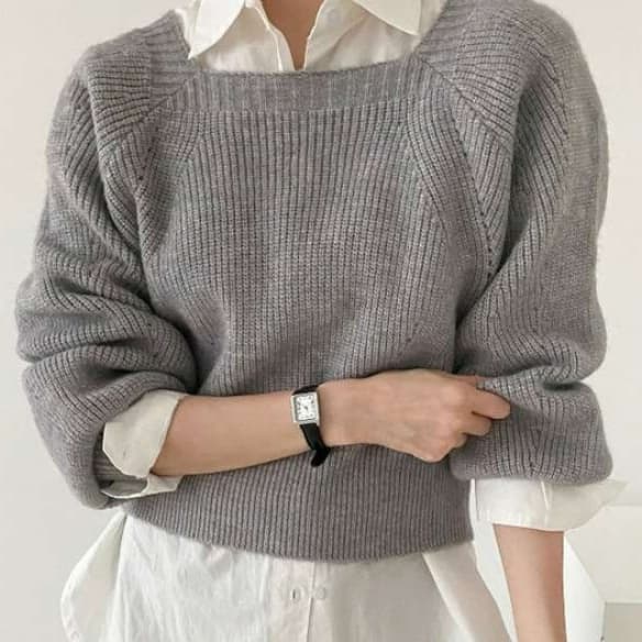 イエベ春/イエベ秋服　ゆったりボートネックニット