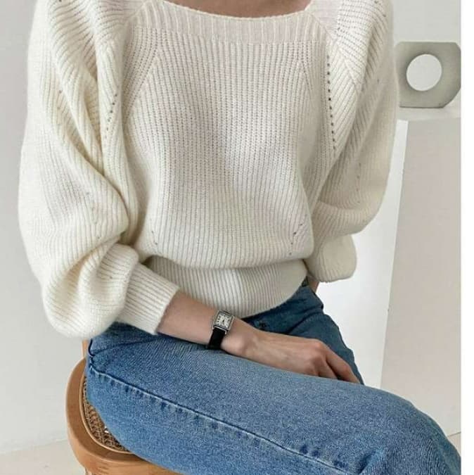 イエベ春/イエベ秋服　ゆったりボートネックニット