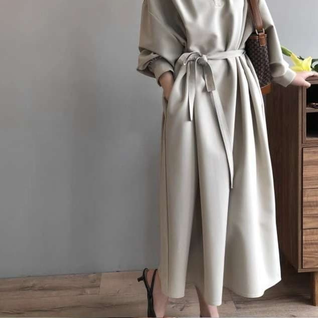 イエベ春/イエベ秋服　上品ラップ風マキシワンピース