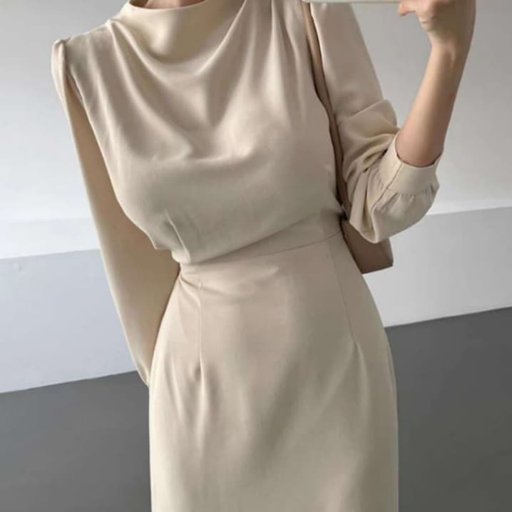 イエベ春/イエベ秋服　シルエット際立つフォーマルワンピース