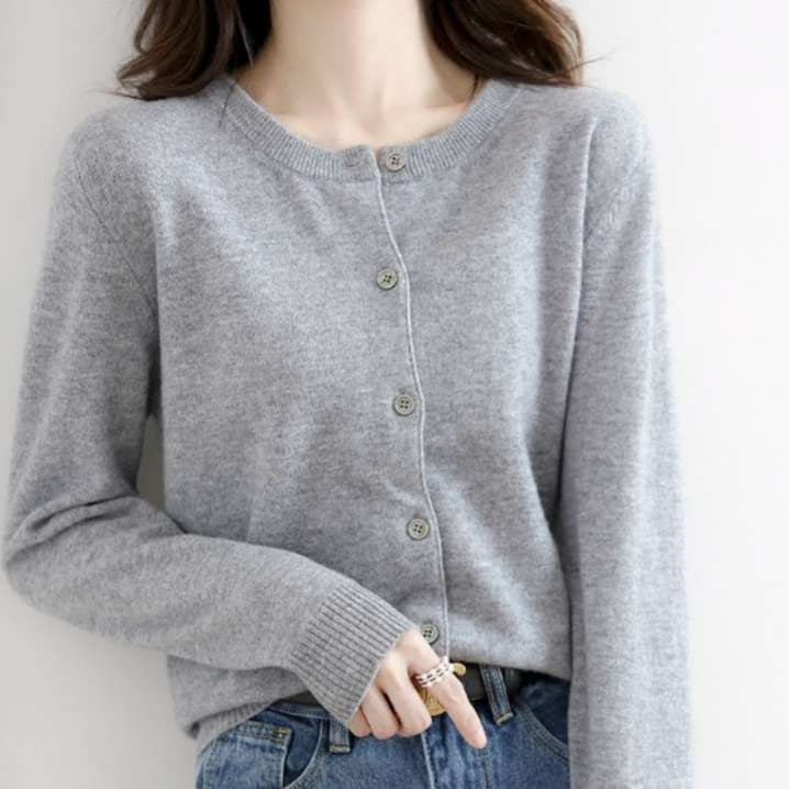 イエベ春/イエベ秋服　シンプル リブ カーディガン