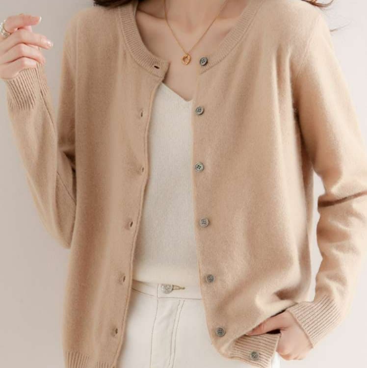 イエベ春/イエベ秋服　シンプル リブ カーディガン
