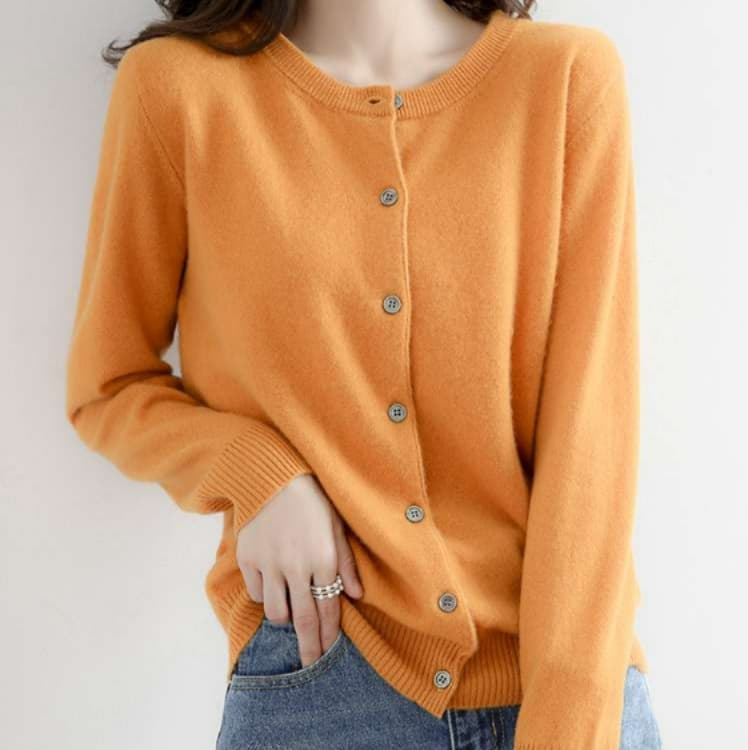 イエベ春/イエベ秋服　シンプル リブ カーディガン