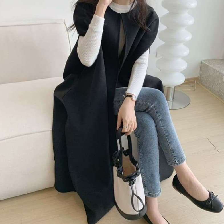 イエベ春/イエベ秋服　なめらかシルエット ケープコート