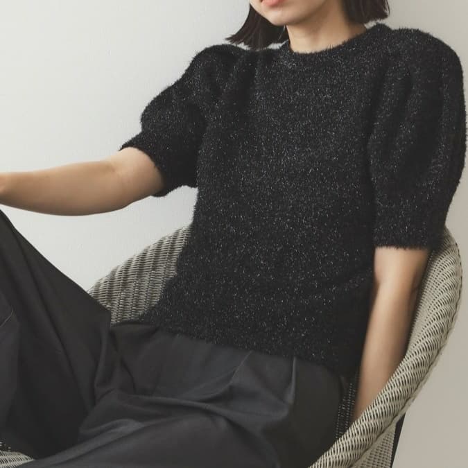 イエベ春/イエベ秋服　ぽわん袖半袖ニット