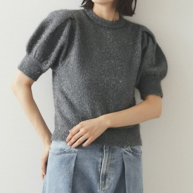 イエベ春/イエベ秋服　ぽわん袖半袖ニット