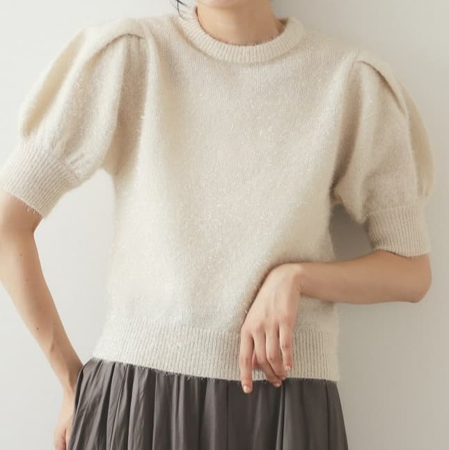 イエベ春/イエベ秋服　ぽわん袖半袖ニット