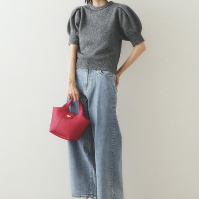 イエベ春/イエベ秋服　ぽわん袖半袖ニット