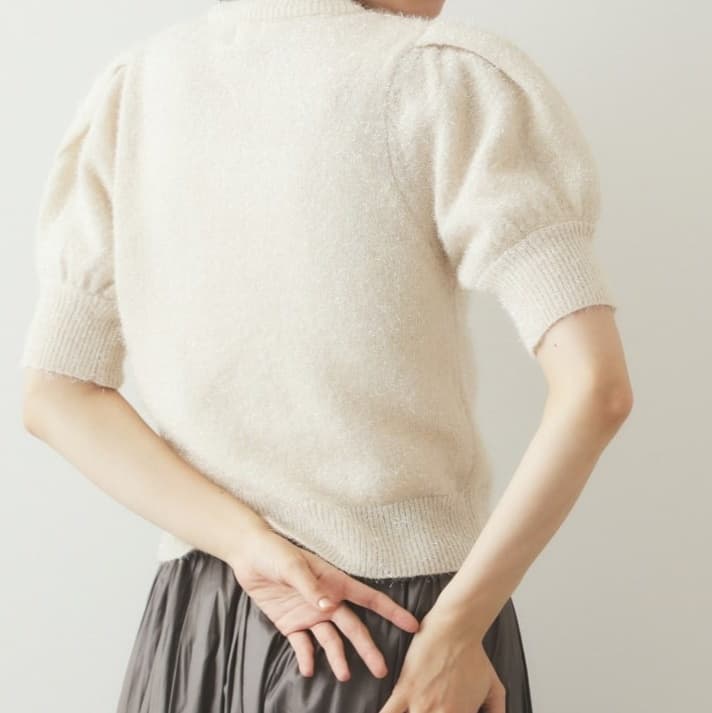 イエベ春/イエベ秋服　ぽわん袖半袖ニット