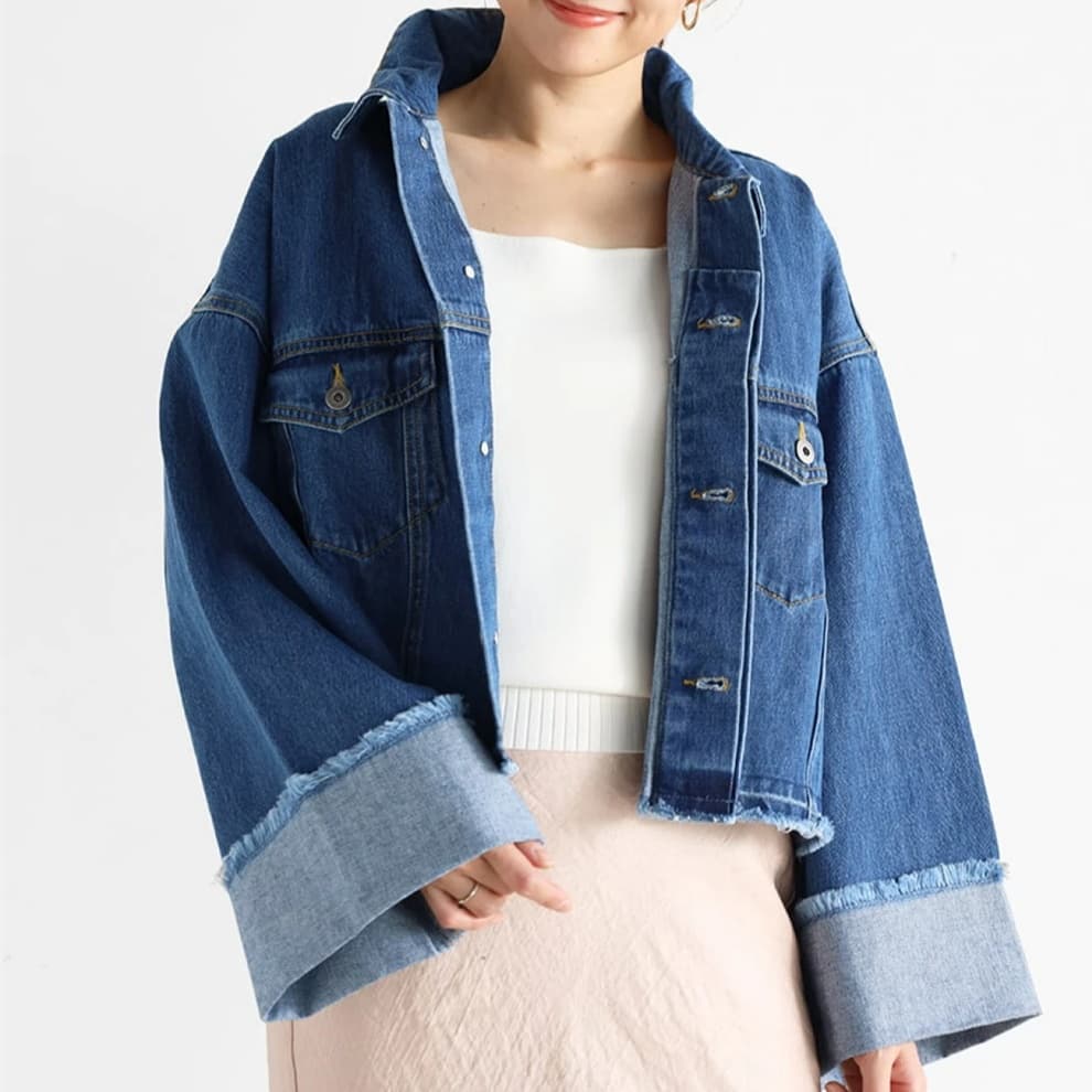 イエベ春/イエベ秋服　ゆったり裾デニムジャケット
