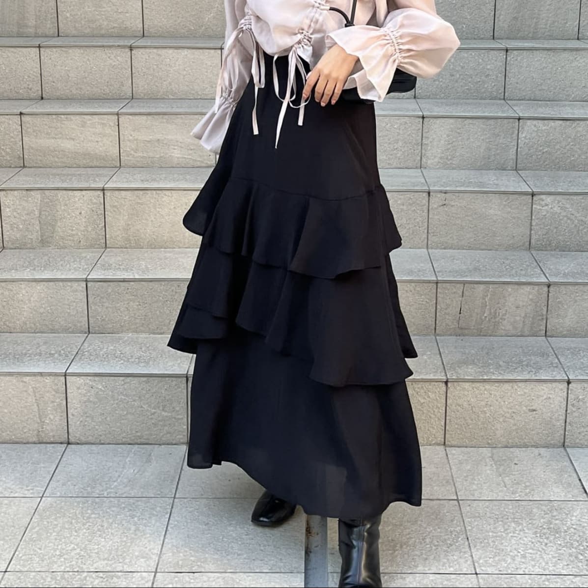 イエベ春/イエベ秋服　フリルロマンティックスカート