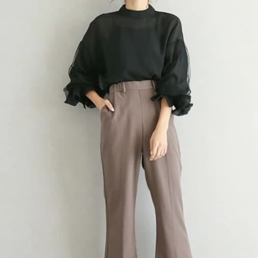 イエベ春/イエベ秋服　シアーボリューム袖ブラウス