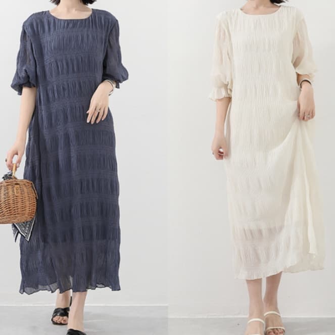 イエベ春/イエベ秋服 透かし編みニットワンピース