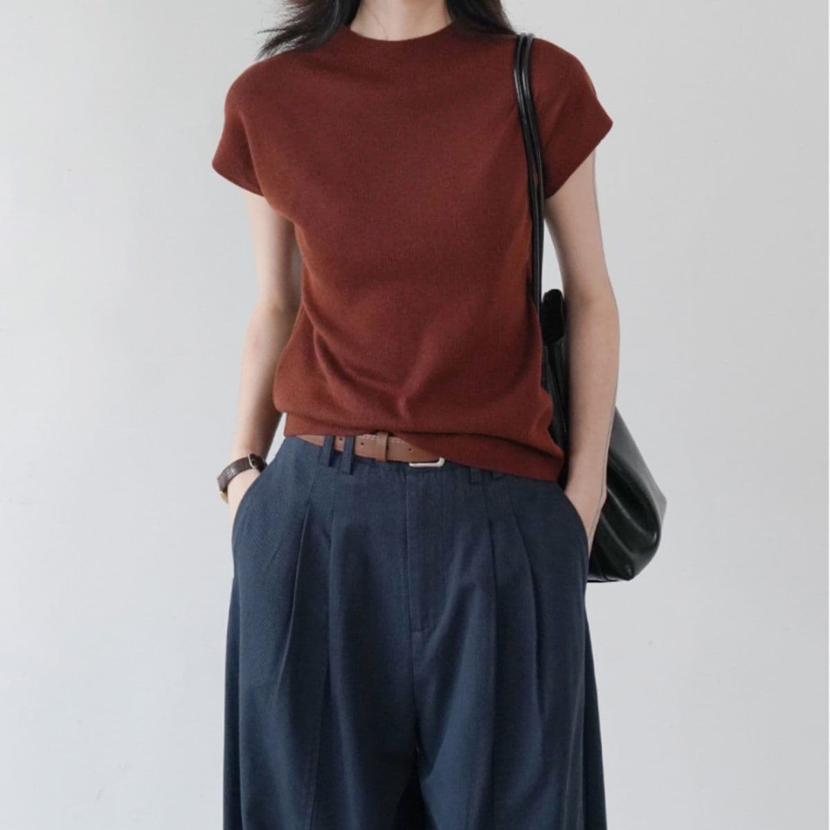 イエベ春/イエベ秋服　ほっそり見せ長身キャップスリーブ