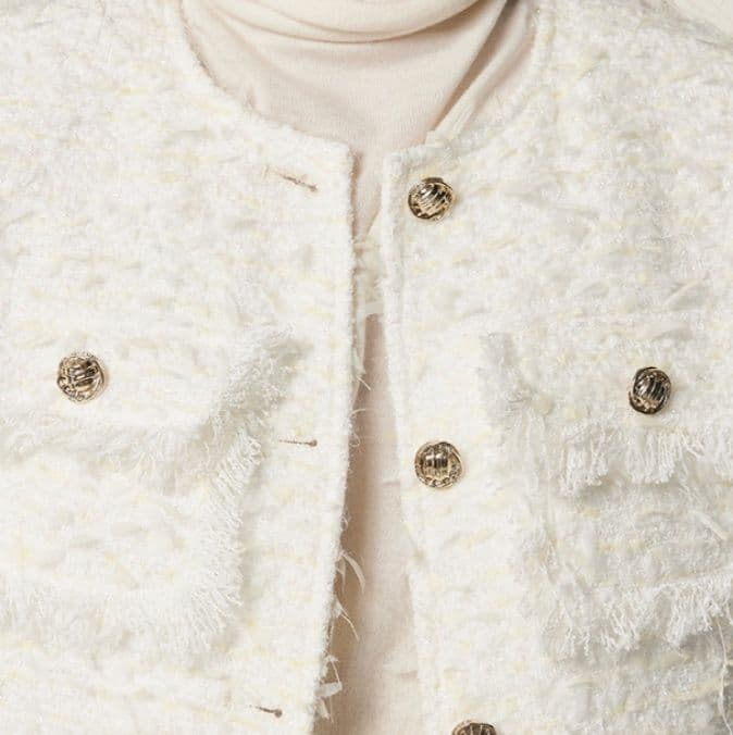 イエベ春/イエベ秋服　ふわもこパール調ボタンジャケット