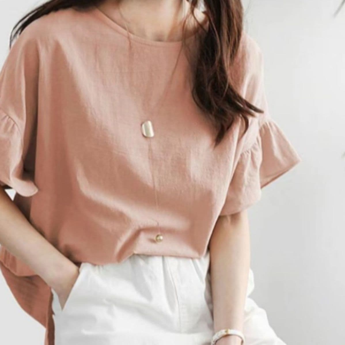 イエベ春/イエベ秋服　フリル袖フォーマルデザインゆったりトップス