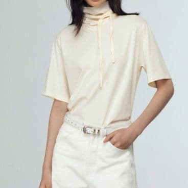 イエベ春/イエベ秋服　ドローストリング ハイネックプルオーバー