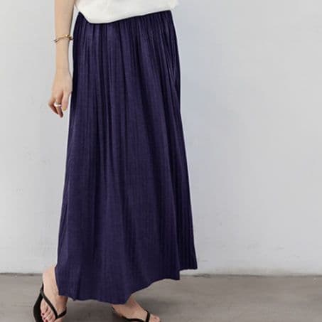 イエベ春/イエベ秋服　優雅な揺れ感 ロングプリーツスカート