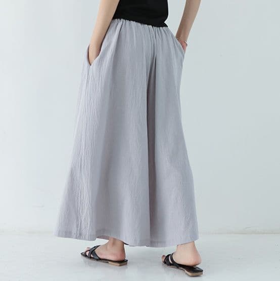 イエベ春/イエベ秋服　ゆったり優雅な麻混フレアパンツ