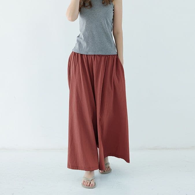 イエベ春/イエベ秋服　ゆったり優雅な麻混フレアパンツ