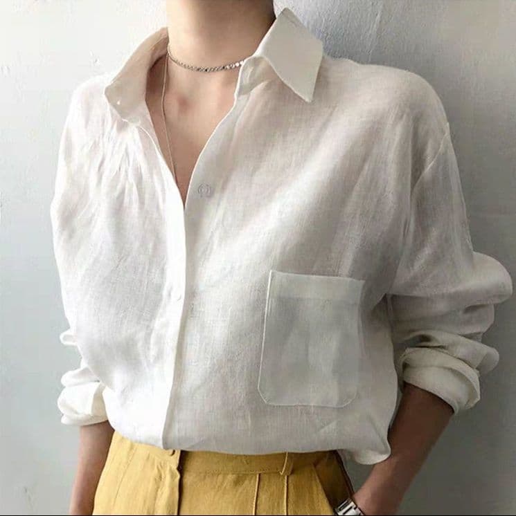 イエベ春/イエベ秋服　上質リネン風合いシャツ