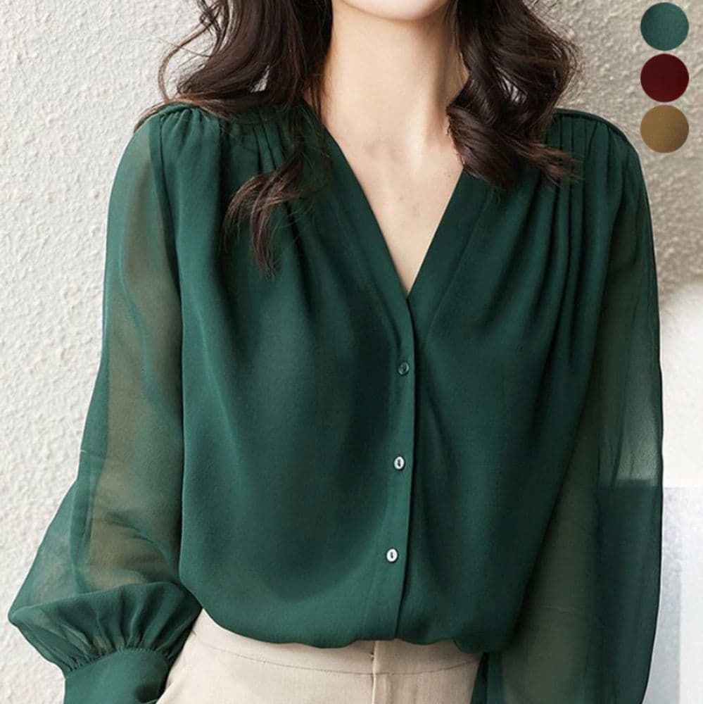 イエベ秋服　 シフォンブラウス 通勤きれいめ上品シャツ