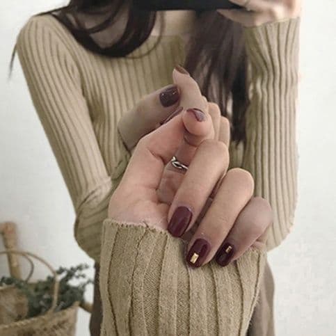 イエベ春/イエベ秋服　リブニット長袖トップス レディース 秋冬ニット