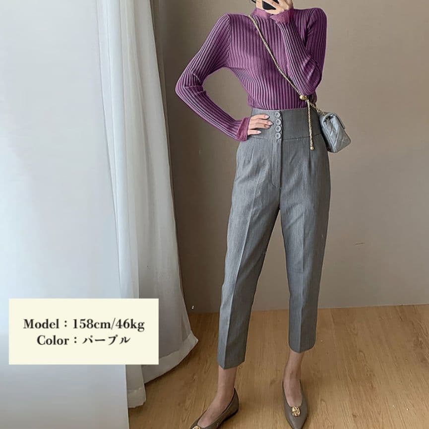 イエベ春/イエベ秋服　袖レース付きリブニット長袖セーター女性用
