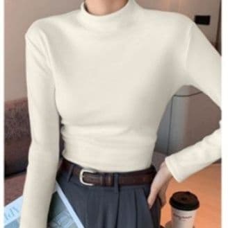 イエベ春/イエベ秋服　裏起毛ニット長袖インナー保温カットソー