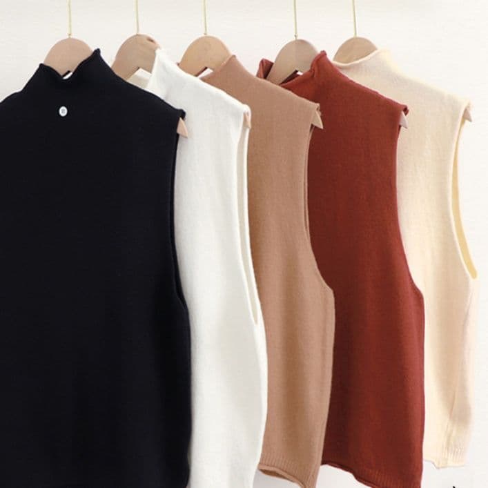イエベ春/イエベ秋服　ハイネックニットベスト レディース ニット 重ね着