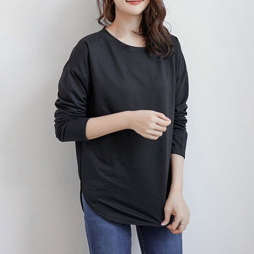 イエベ春/イエベ秋服　サイドスリット入り体型カバーティーシャツ 重ね着対応