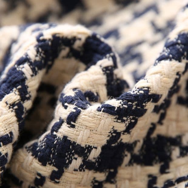 イエベ秋服　千鳥格子ツイード調ノーカラージャケット