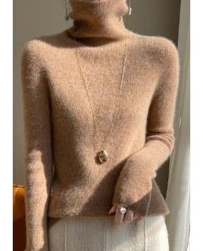 イエベ春/イエベ秋服　上品タートルネック長袖ニットセーター
