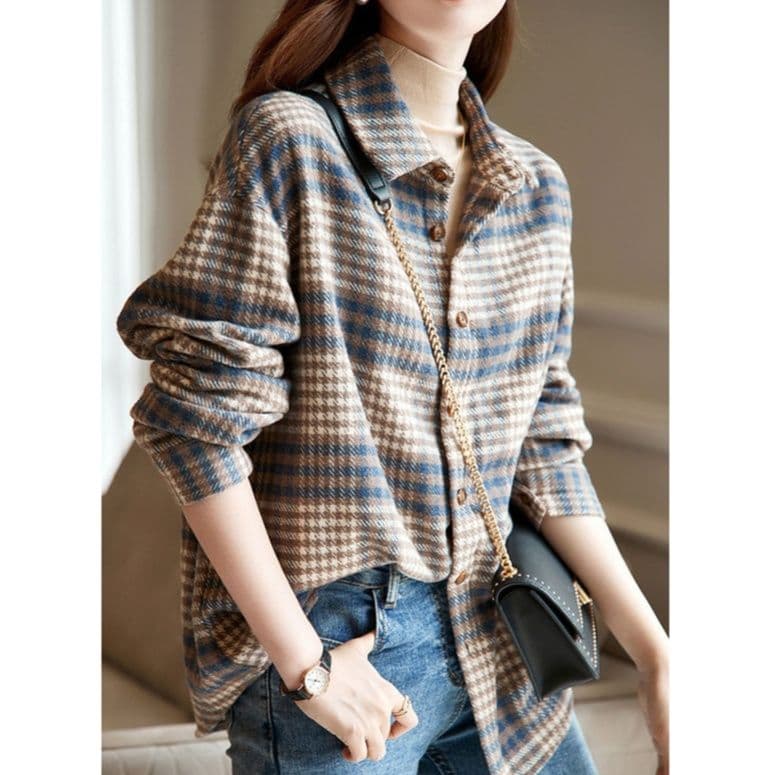 イエベ春/イエベ秋服　クラシカルチェック柄長袖シャツ