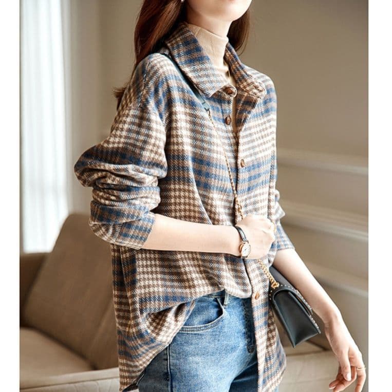 イエベ春/イエベ秋服　クラシカルチェック柄長袖シャツ