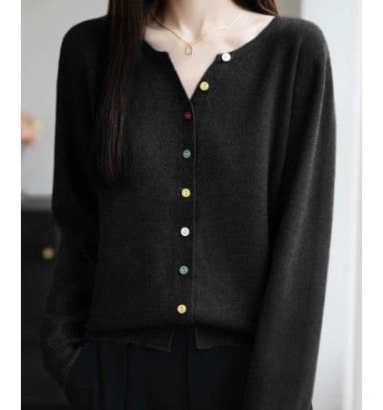 イエベ春/イエベ秋服　マルチボタン配色カーディガン